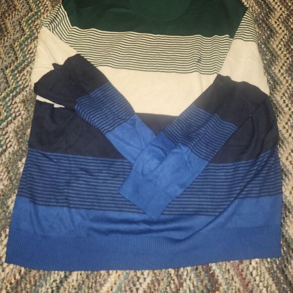 Nautica Blue and White Striped Sweater - Picture 1 of 2
